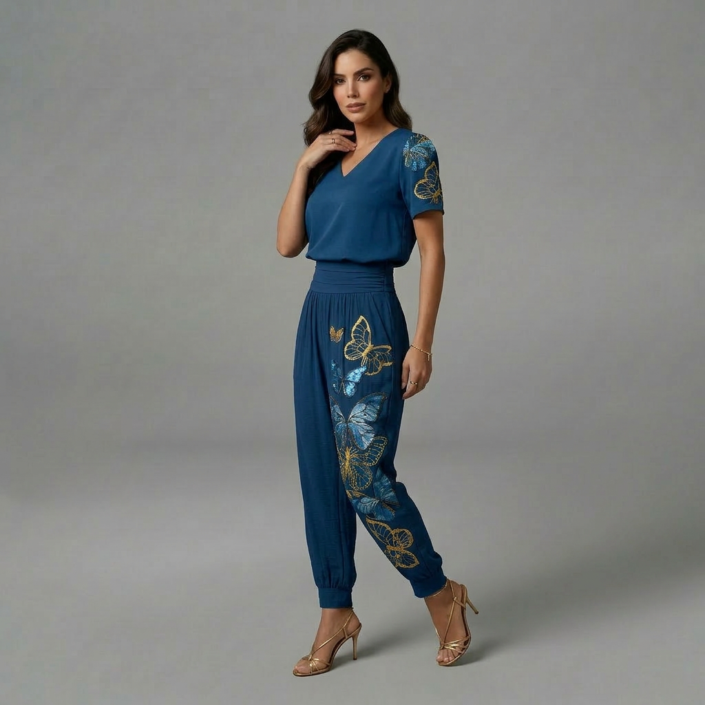 Florence - Ensemble tendance avec chemisier et pantalon
