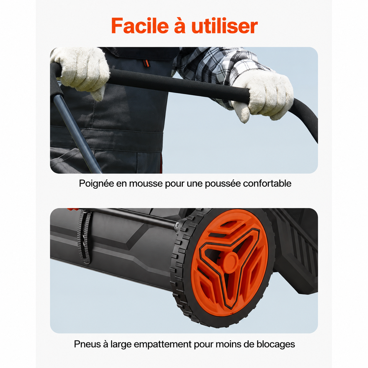 LeafMaster - Balayeuse à Gazon avec Bac à Grande Capacité